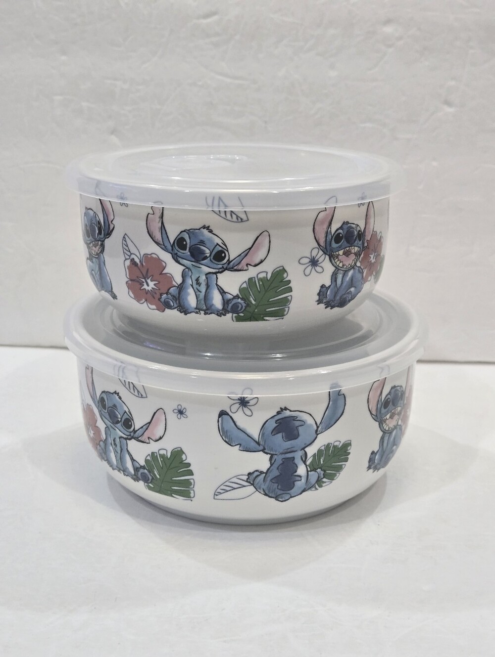 Disney Stitch Sketch Ceramic Food Containers Vented Lids Set Of 2